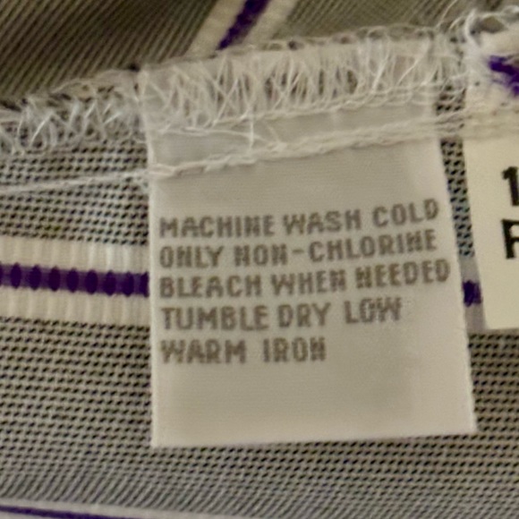 Foxcroft Womens Shirt Shaped Fit Sz10P Gray/Purple Striped Button-Up Non-Iron - Picture 8 of 11